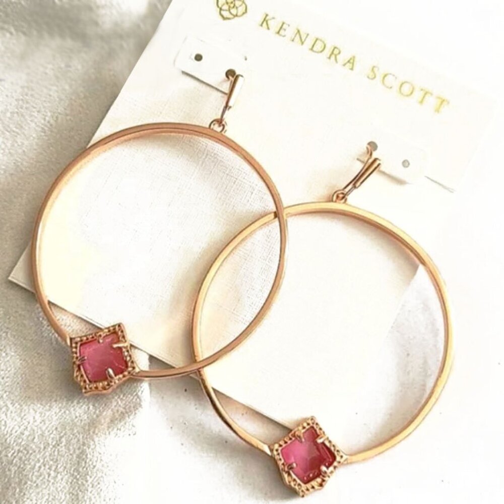 Kendra Scott Rose Gold Elberta Hoop Earrings - Picture 3 of 7